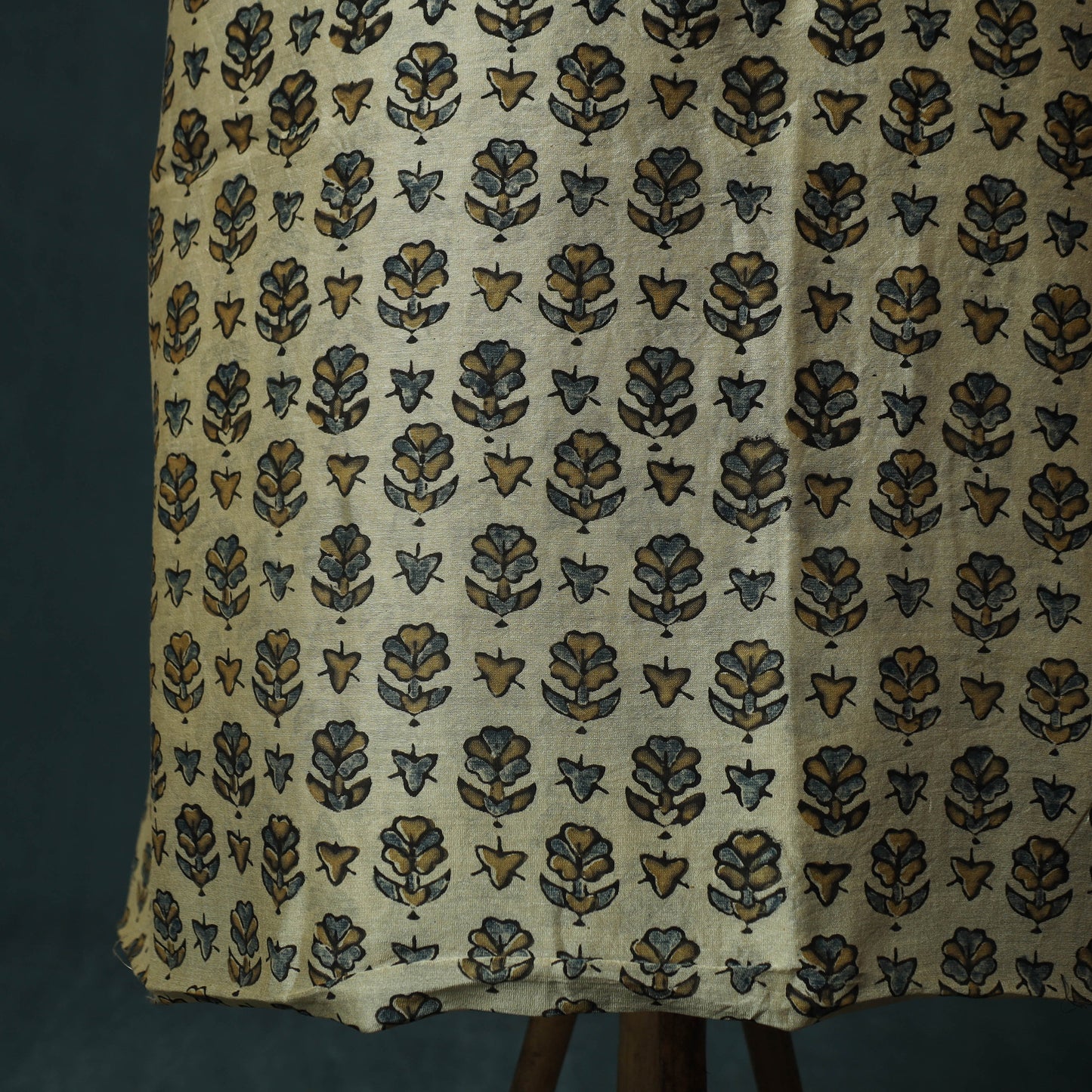 Beige - Ajrakh Hand Block Print Natural Dyed Maheshwari Silk 2pc Unstitched Dress Material Kurta Set 29