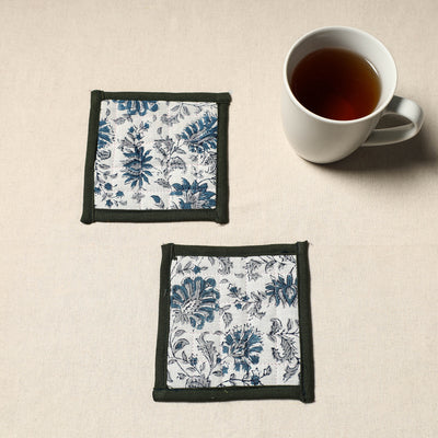 Handcrafted Sanganeri Floral Print Coaster (Set of 2) 02