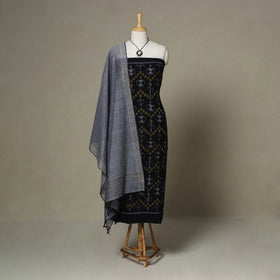 Black - 3pc unstitched maniabandha ikat dress material