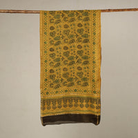 Yellow - Handloom Chanderi Silk Block Printed Ajrakh Stole 05