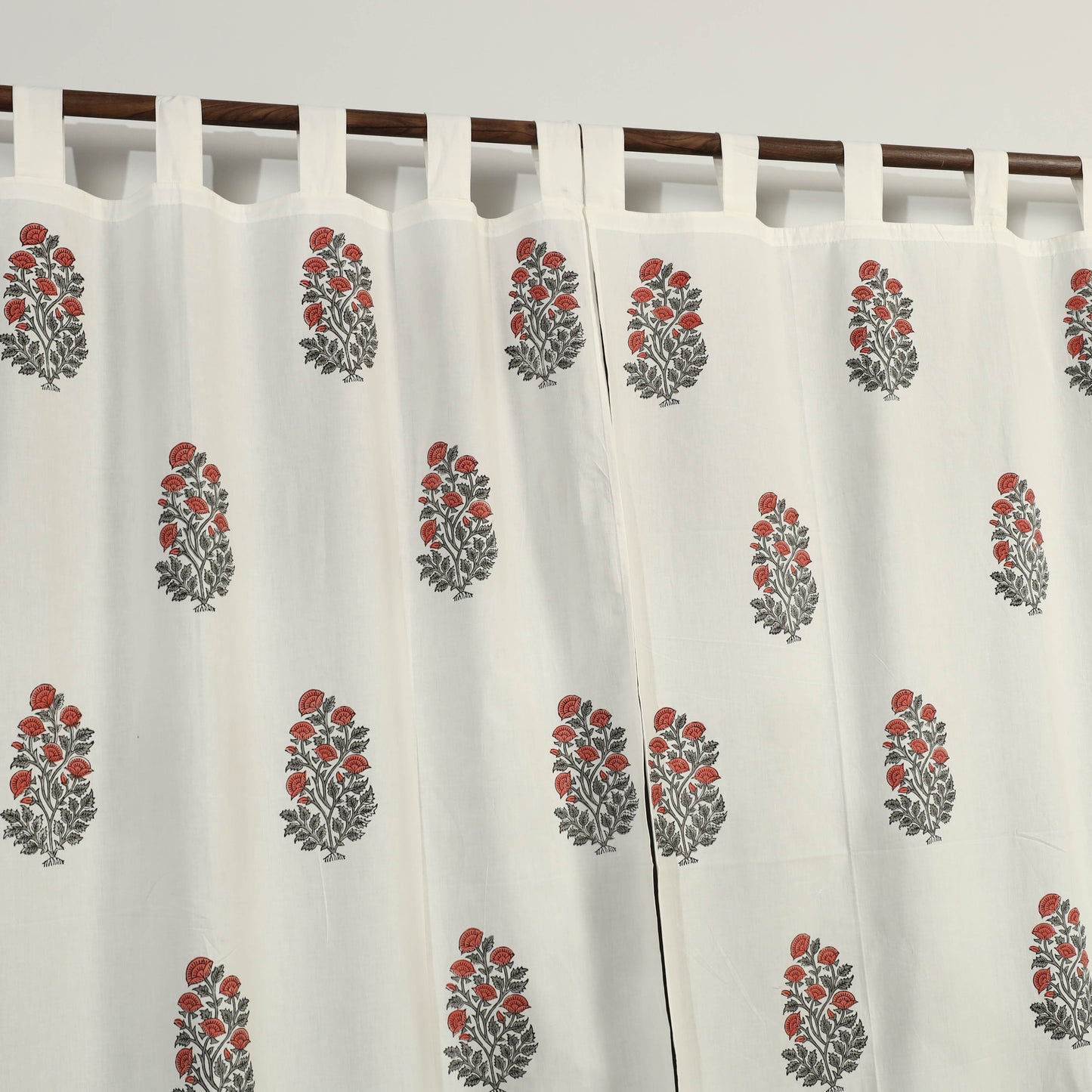 Pink - Sanganeri Block Printed Cotton Window Curtain (5 x 3.5 Feet) (Single Piece)