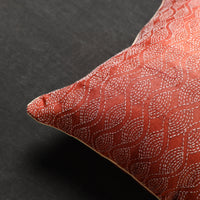 Orange - Tussar Silk Bengal Kantha Work Cushion Cover 17