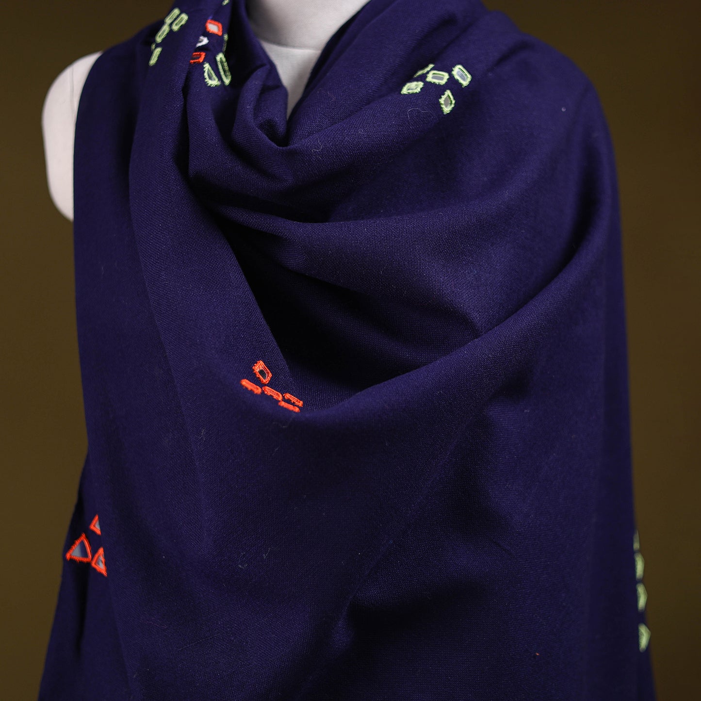 Kutch Handwoven Mirror Work Acrylic Wool Shawl 135