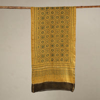 Yellow - Handloom Chanderi Silk Block Printed Ajrakh Stole 14