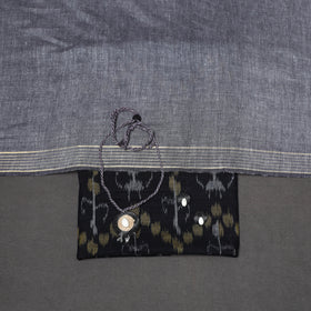 Black - 3pc unstitched maniabandha ikat dress material