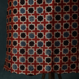 Red - Ajrakh Hand Block Print Natural Dyed Maheshwari Silk 2pc Unstitched Dress Material Kurta Set 32