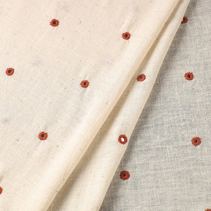 Beige - Organic Kala Cotton Handloom Mirror Work Fabric