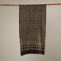 Black - Handloom Chanderi Silk Block Printed Ajrakh Stole 11