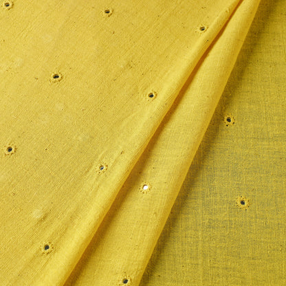Yellow - Organic Kala Cotton Handloom Mirror Work Fabric