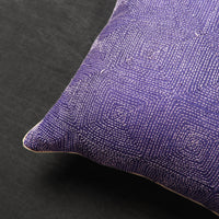 Purple - Tussar Silk Bengal Kantha Work Cushion Cover 19