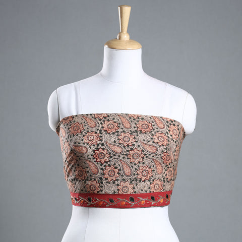 Buy Zardozi Hand Embroidered Kalamkari Cotton Blouse Piece Online at iTokri.com