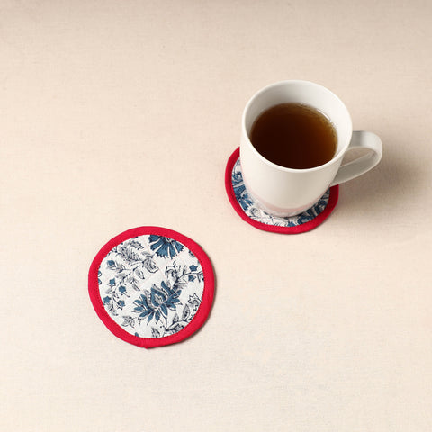 Red - Handcrafted Sanganeri Print Coaster (Set of 2) 02