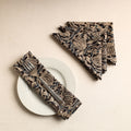 Set of 4 - Multicolor Kalamkari Block Printed Cotton Table Napkins