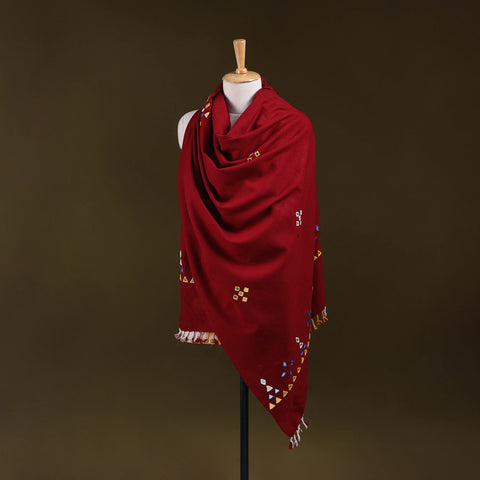 Kutch Handwoven Mirror Work Acrylic Wool Shawl 140