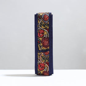 Blue Handpainted Kalamkari Natural Dyed Ghicha Silk Earrings Pouch 01 