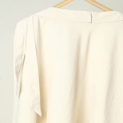 Beige - Plain Handloom Jhiri Cotton Wrap Around Skirt
