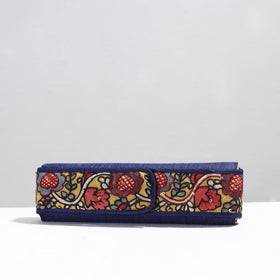 Blue Handpainted Kalamkari Natural Dyed Ghicha Silk Earrings Pouch 01 