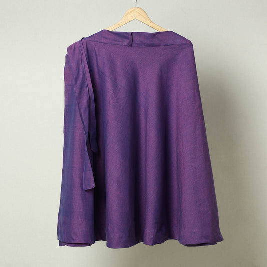 Purple - Plain Handloom Jhiri Cotton Wrap Around Skirt