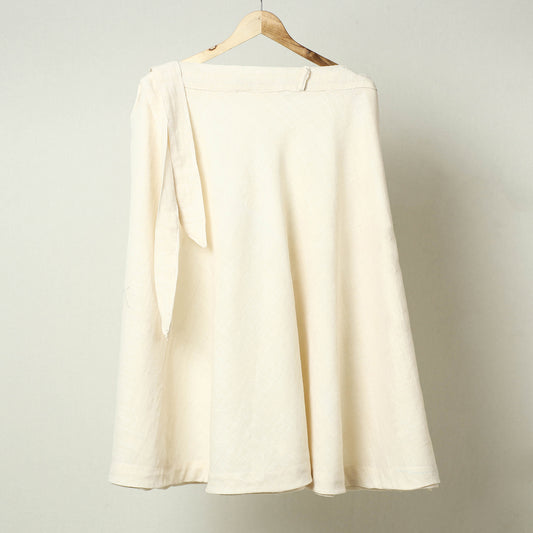 Beige - Plain Handloom Jhiri Cotton Wrap Around Skirt