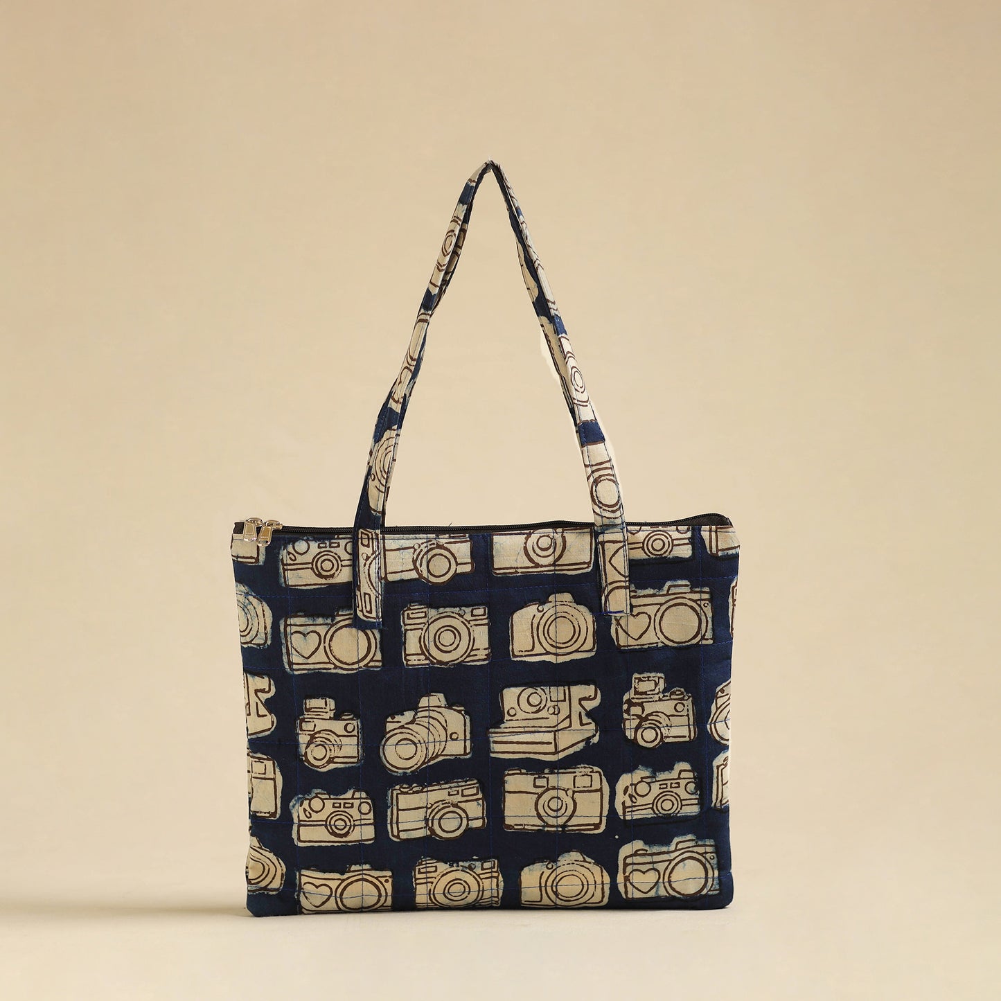 Blue - Handcrafted Quilted Cotton Hand Bag 07