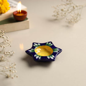  Original Blue Pottery Ceramic Tealight Candle Holder 