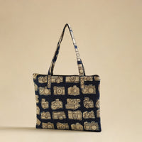 Blue - Handcrafted Quilted Cotton Hand Bag 07