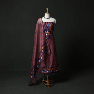 Jamdani Silk Cotton 2pc Unstitched Dress Material Kurta Set 45