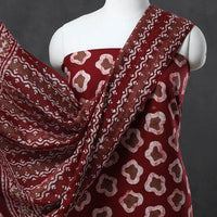 Maroon - Kutch Print 3pc Cotton Batik Dress Material 01