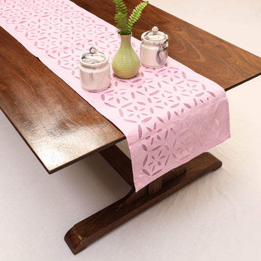 Applique Cut work Cotton Table Runner (47 x 12.5 in)