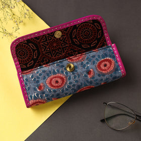 Blue Handcrafted Kutch Leather Block Printed Spectacle Case