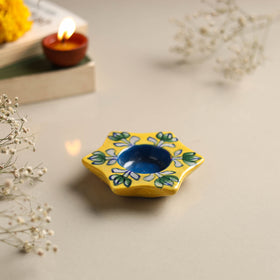  Original Blue Pottery Ceramic Tealight Candle Holder 