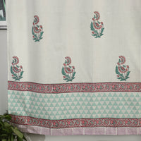 Pink - Sanganeri Block Printed Cotton Window Curtain (5 x 3.5 Feet) (Single Piece)