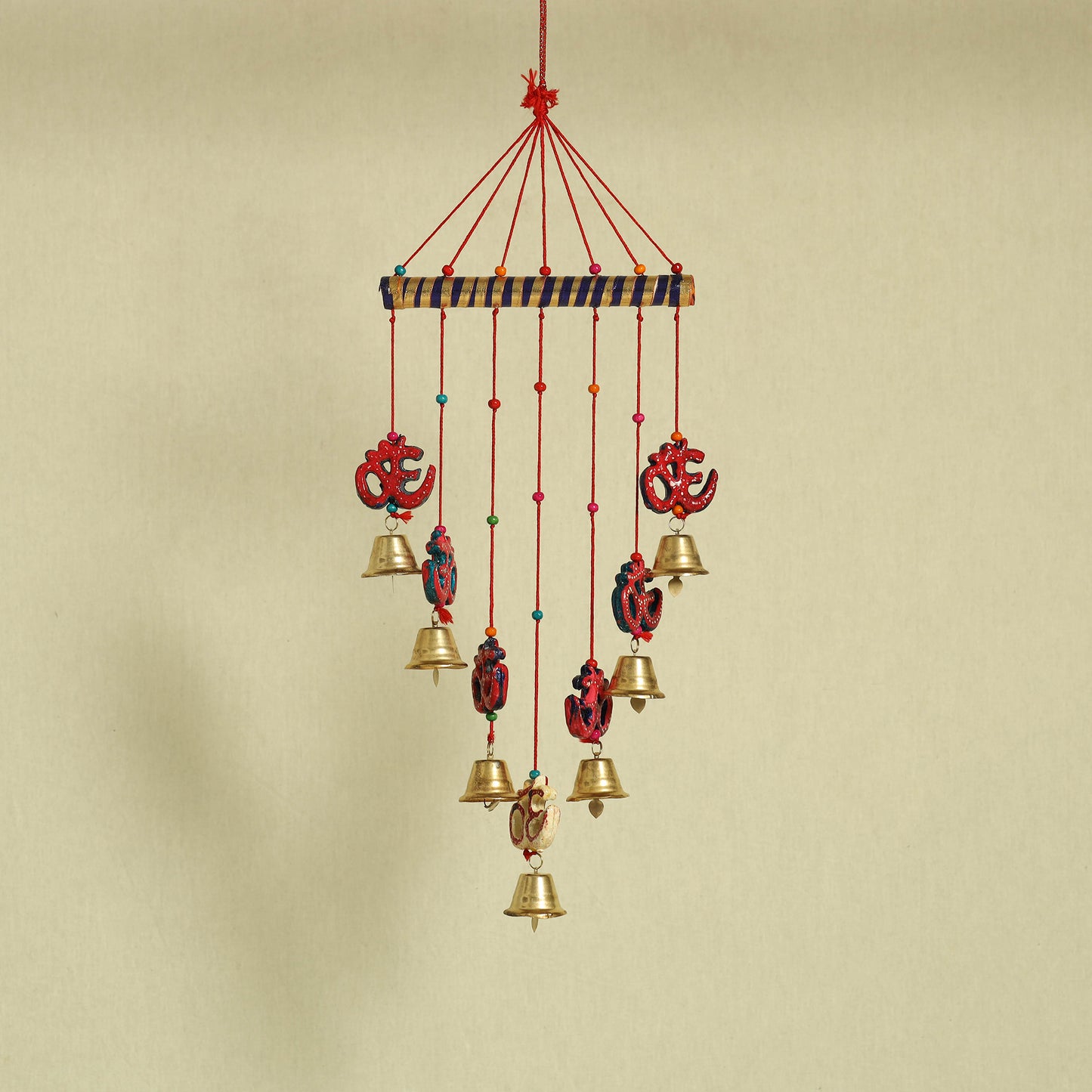  Om - Handpainted Wooden Decorative Bell Hanging