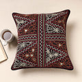 Multicolor Kala Raksha Pakko Hand Embroidery Cotton Cushion Cover