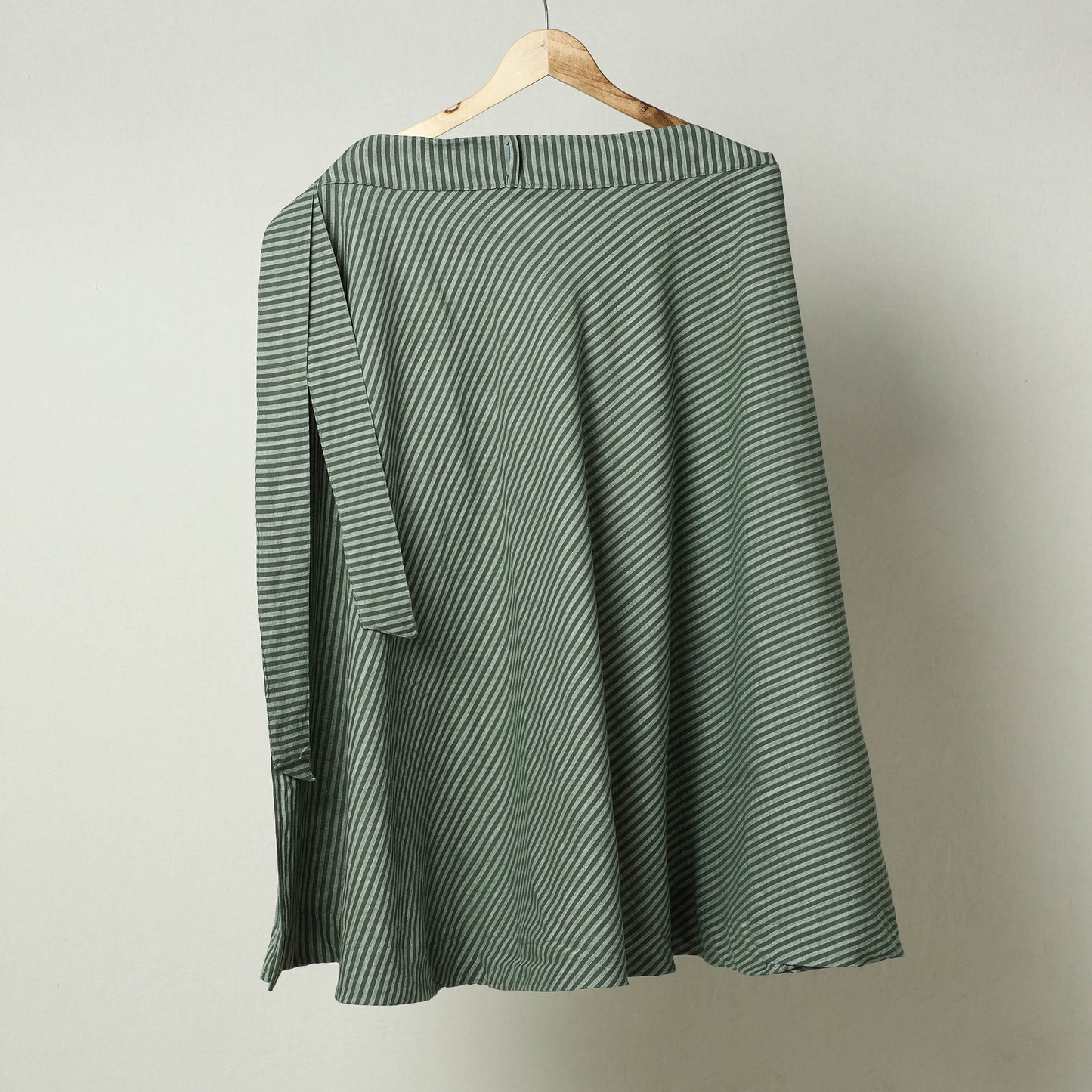 Green - Plain Handloom Jhiri Cotton Wrap Around Skirt