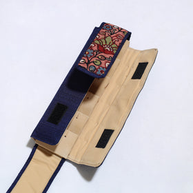 Blue Handpainted Kalamkari Natural Dyed Ghicha Silk Earrings Pouch 05 