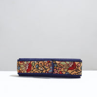 Blue - Handpainted Kalamkari Natural Dyed Ghicha Silk Earrings Pouch 07