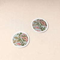 Green - Handcrafted Sanganeri Print Coaster (Set of 2) 12