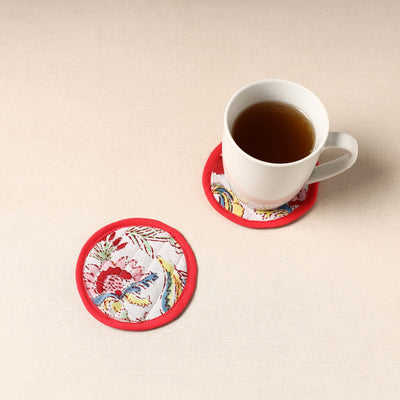 Red - Handcrafted Sanganeri Print Coaster (Set of 2) 15