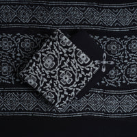 Black - Kutch Print 3pc Cotton Batik Dress Material 07