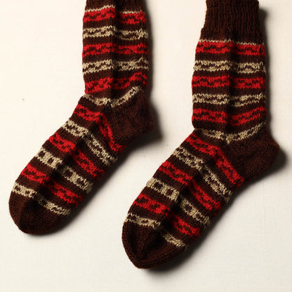 Brown - Kumaun Hand Knitted Woolen Socks (Adult)