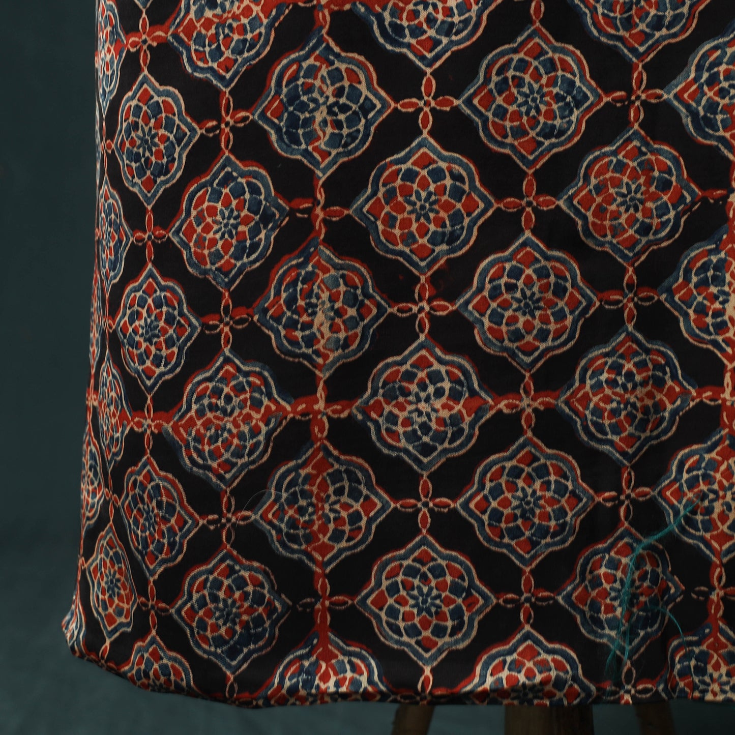 Black - Ajrakh Hand Block Print Natural Dyed Modal Silk 2pc Unstitched Dress Material Kurta Set 40