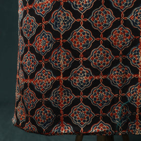 Black - Ajrakh Hand Block Print Natural Dyed Modal Silk 2pc Unstitched Dress Material Kurta Set 40