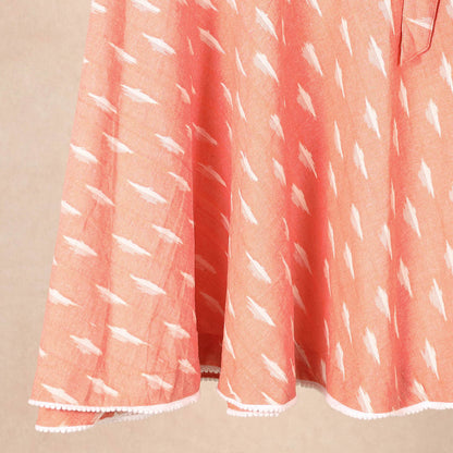 Peach - Pochampally Ikat Cotton Wrap Around Skirt
