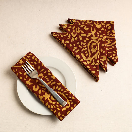 Set of 4 - Hand Batik Printed Cotton Table Napkins (18 x 18 in)