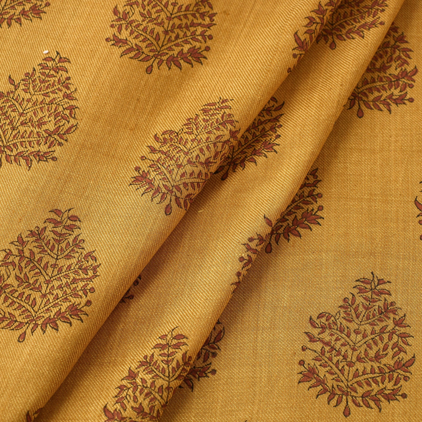 Yellow - Mangalgiri Block Printed Handwoven Cotton Fabric