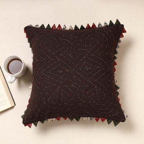 Brown Kala Raksha Tagai Work Cotton Cushion Cover