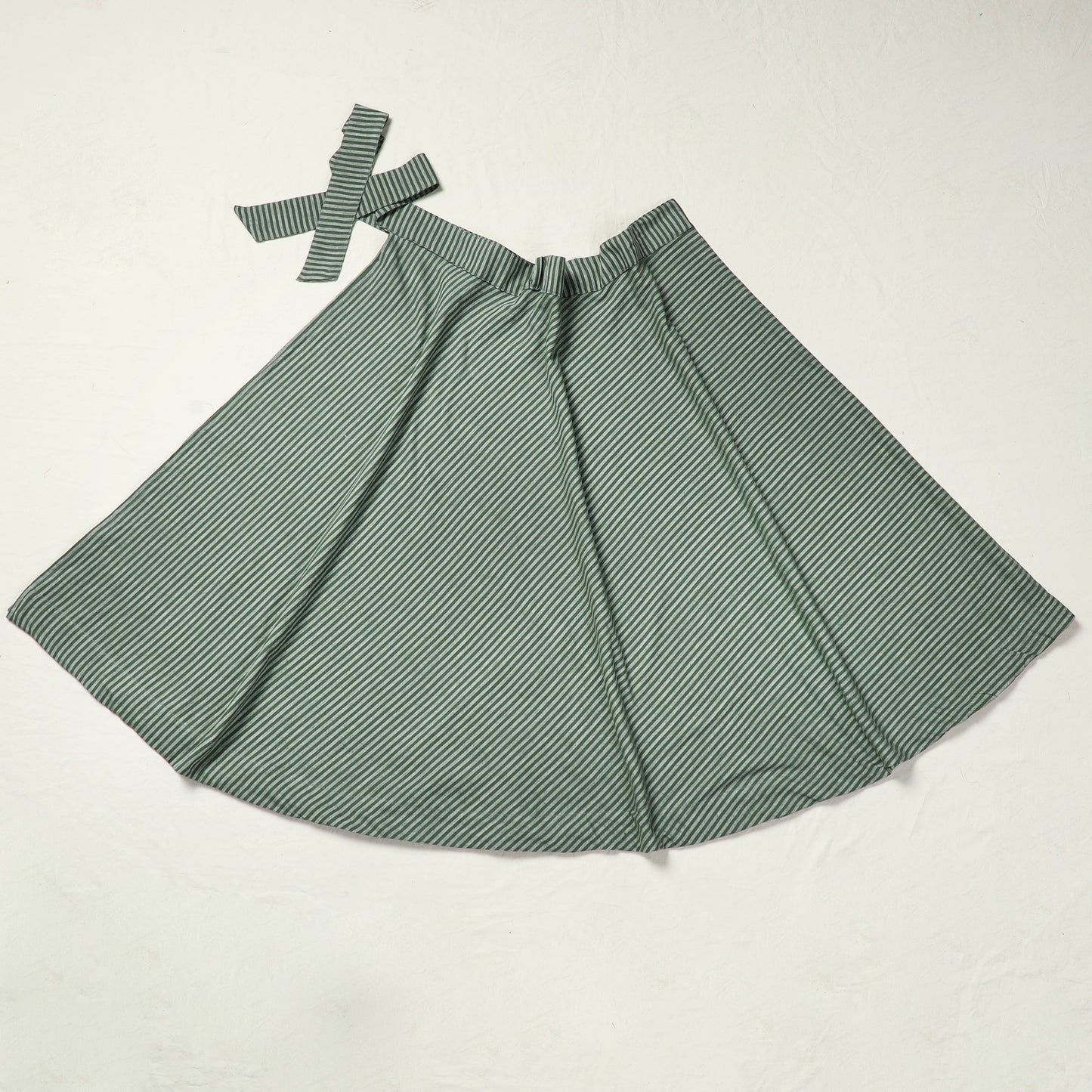 Green - Plain Handloom Jhiri Cotton Wrap Around Skirt