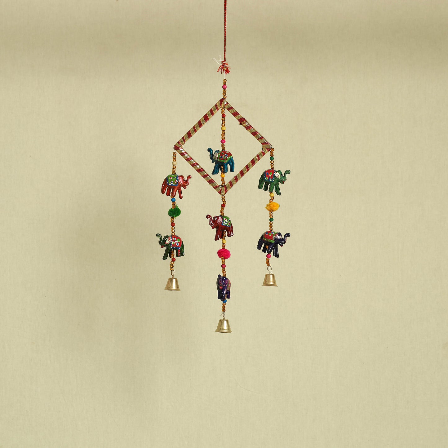  Elephant - Handpainted Wooden Decorative Bell Hanging