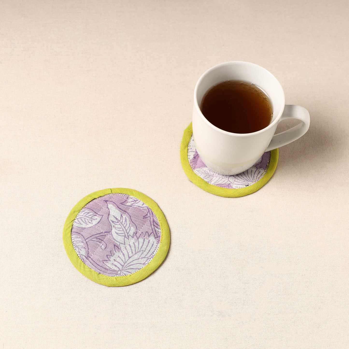 Purple - Handcrafted Sanganeri Print Coaster (Set of 2) 20